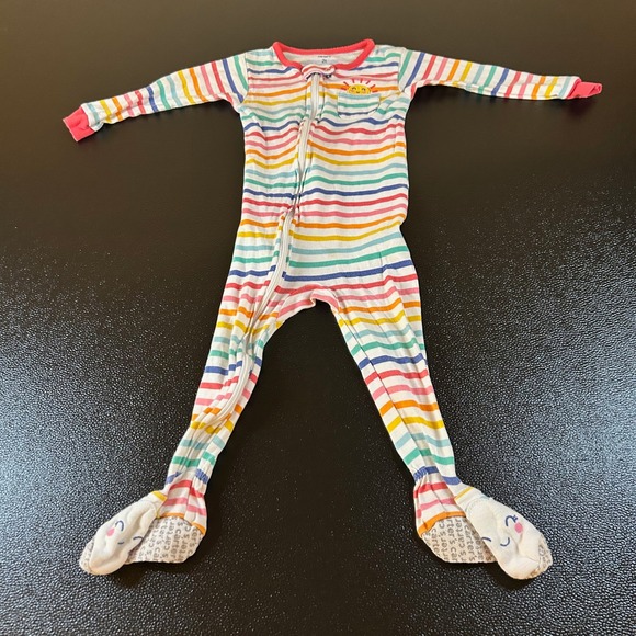 Carter's Rainbow Striped Footed Pajamas Sunshine Applique Multicolor size 2T - Picture 1 of 10